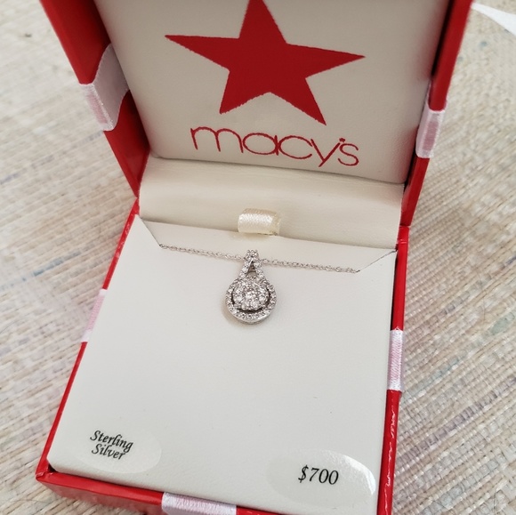 Macy's Jewelry - Macys Diamond Pendant Sterling Silver Necklace